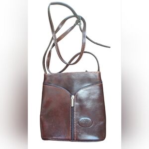 Vera Pelle Italian Leather Brown Crossbody Bag
